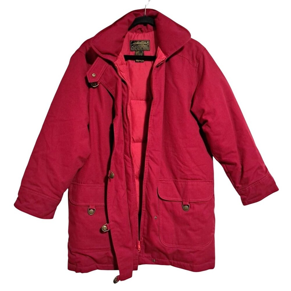 Vintage 1989‎ Eddie Bauer Red Quilted Goose Down Puffer Parka Womens M Jacket